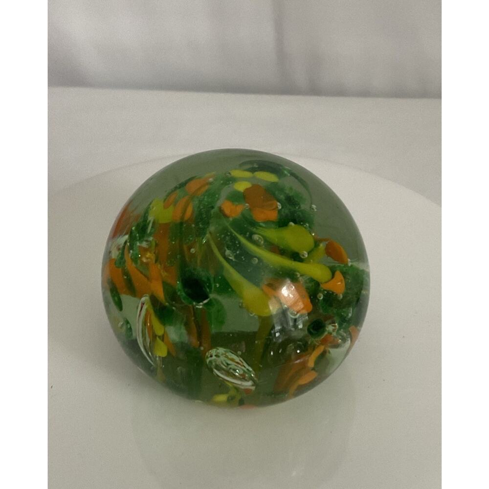 Orange/Green/Yellow Round Paperweight